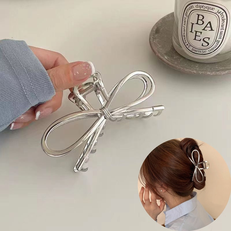 Simple Metal Hollow Out Geometric Hair Claw Ladies Elegant Hair Accessories Cross Crab Bath Clip For Women Fashion Girl Headwear