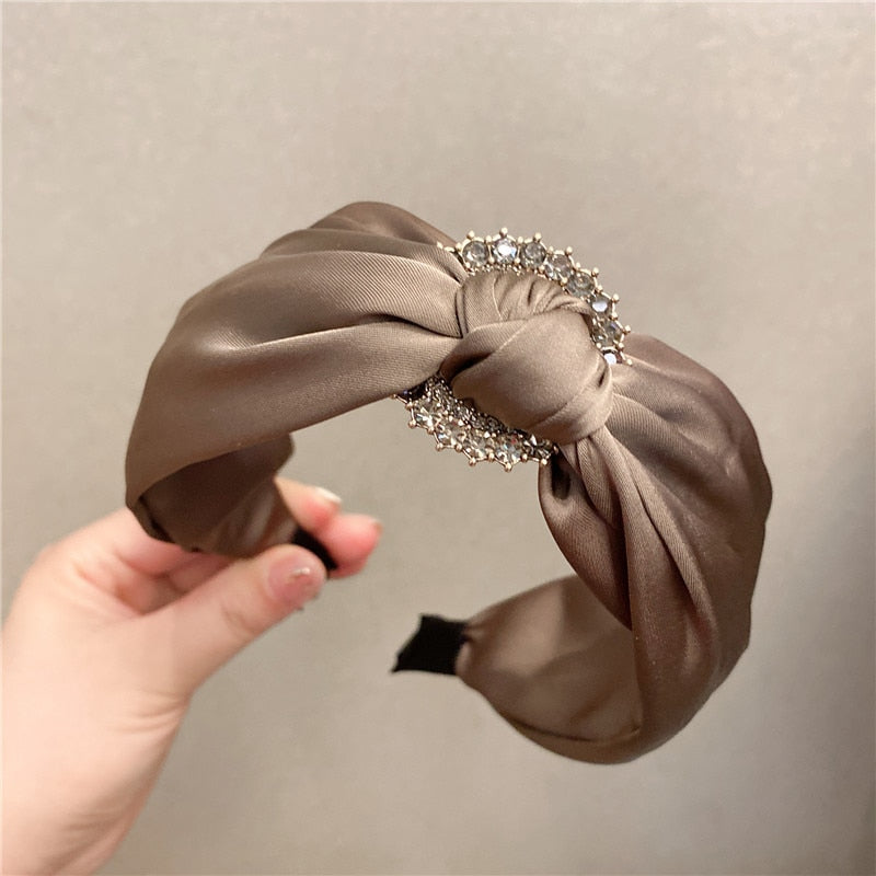 Solid Fabric Satin Hair Scarf Band Hairband for Women Girl Korea Headbands Fashion Accessorie