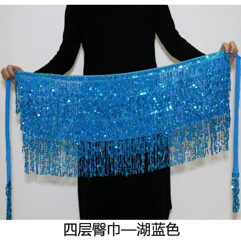 Sexy Sequins Tassel Dancewear Mini Skirt Women Clothes Jupe Femme Belly Dance Skirts Ladies Faldas Performance Stage Bottom Saia