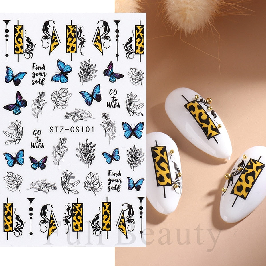 3D Christmas Sticker for Nails Cute Cartoon Sliders Snowflake Elk Xmas Tree Decal Gel Polisn Manicure Nail Art Decor SACA717-724