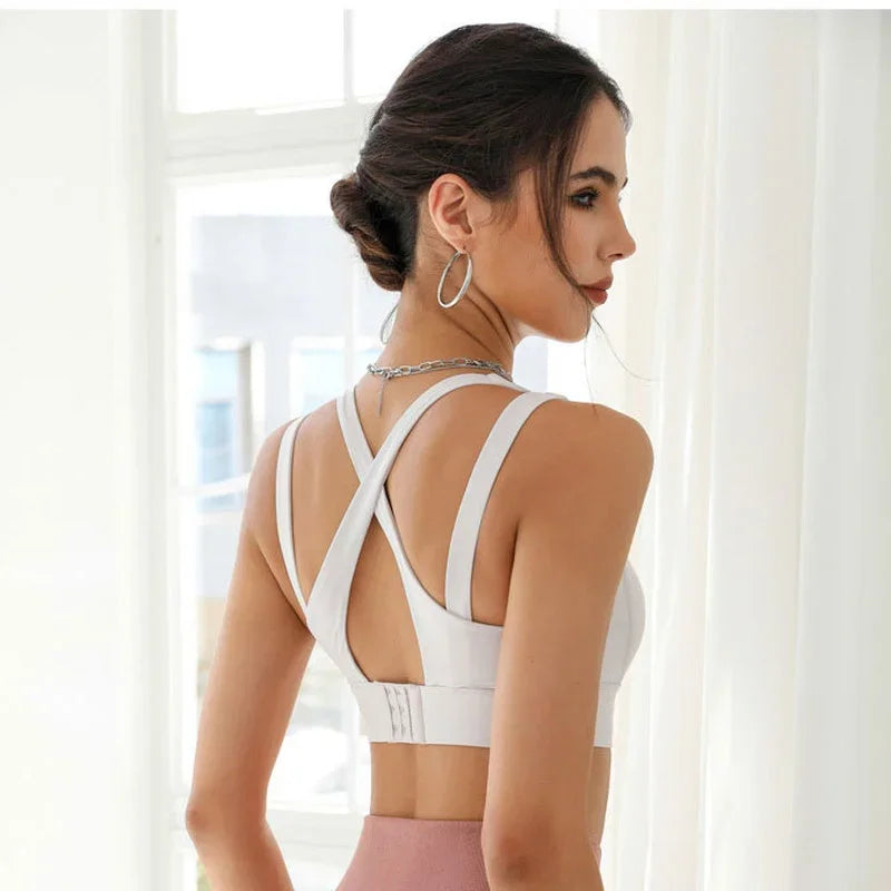 qgtao Two Piece Tank Top Woman Gym Fitness Push Up Sport Bras Women Underwear High Elastic Yoga Bra Padded Running Vest Workout