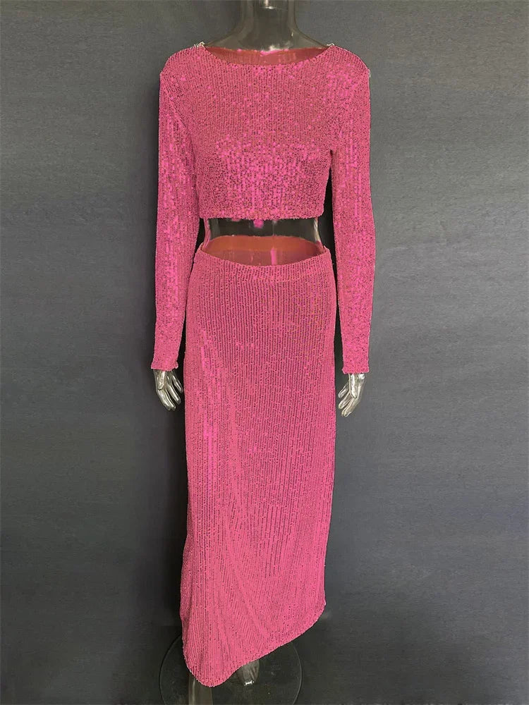 qgtao Sequin Female Sexy Maxi Skirt Summer Fashion Glitter High Waist Loose Elegant Club Long Skirt Sparkle Women Long Skirt New