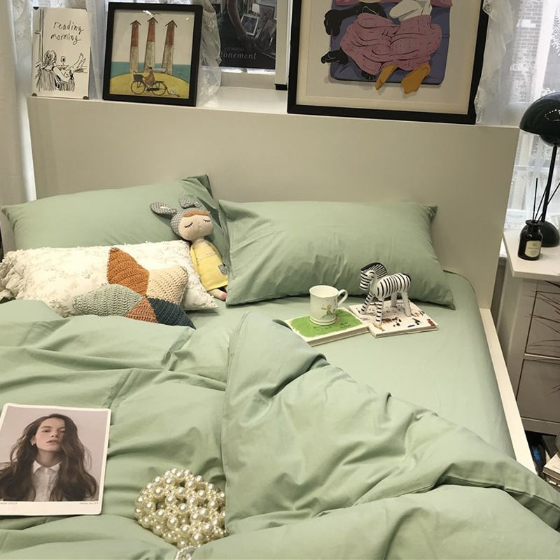 Yeknu Grey Bedding Set Solid Color Flat Sheet Duvet Cover No Filling Pillowcase Bed Linens Polyester Twin Queen Size Home Textile