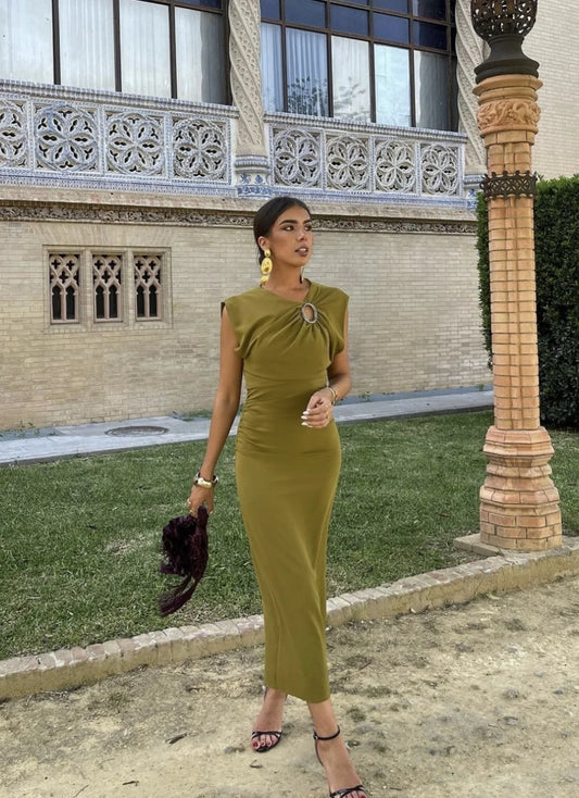 qgtao  2024 Women's Pleated French Dress Dresses Womens Holiday Midi Sale Clearance Formal Elegant Evening Summer Zevity New