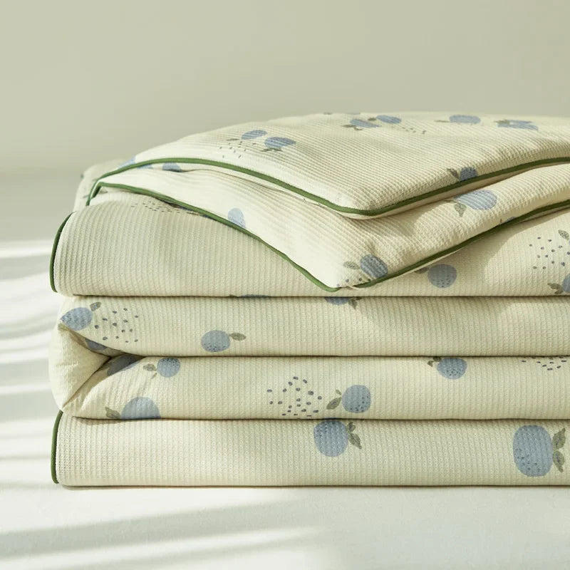 Yeknu Summer Quilt Class A Knitted Aerobic Cotton Printed Soybean Quilt Summer Bedspread Home Textiles