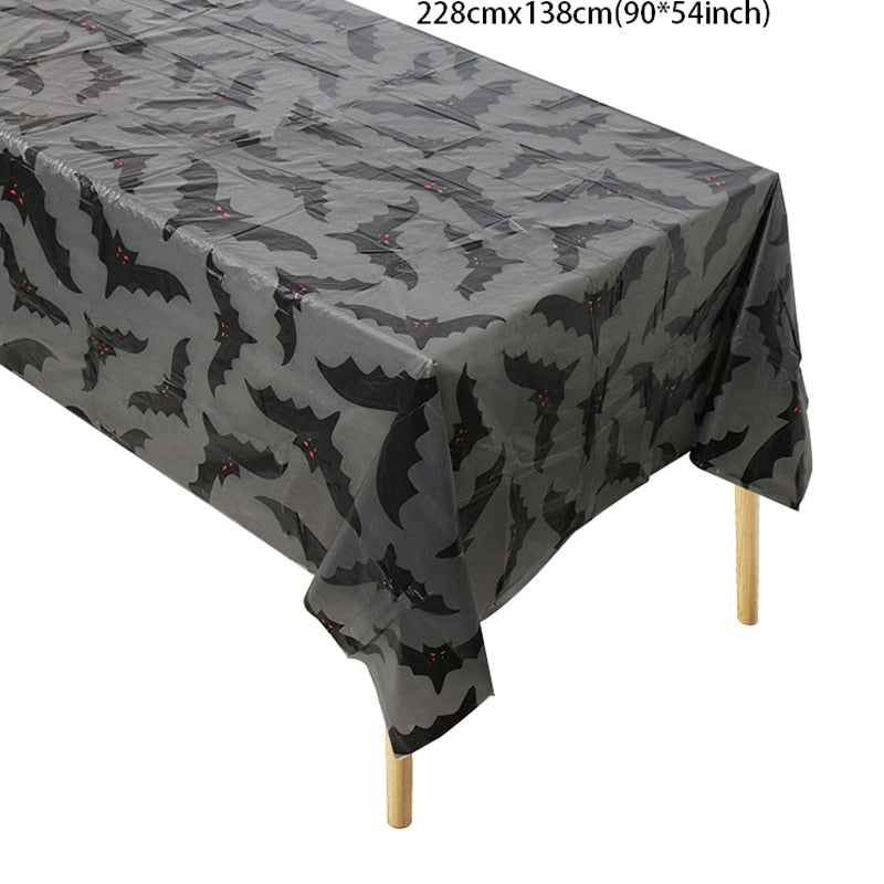 Halloween Decoration Tablecloth Pumpkin Spider Web Bat Plastic Table Cover Festival Party Home Table Decoration Supplies