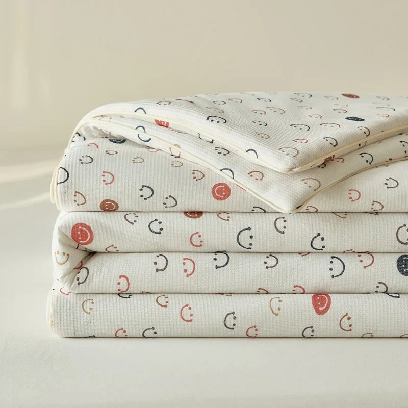 Yeknu Summer Quilt Class A Knitted Aerobic Cotton Printed Soybean Quilt Summer Bedspread Home Textiles