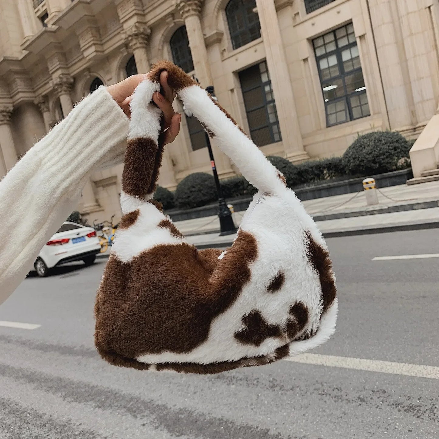 qgtao 1PC Women Girls Fluffy Shoulder Bag Top-handle Bag Female Autumn Winter Handbag Plush Tote Fashion Shopping Bag