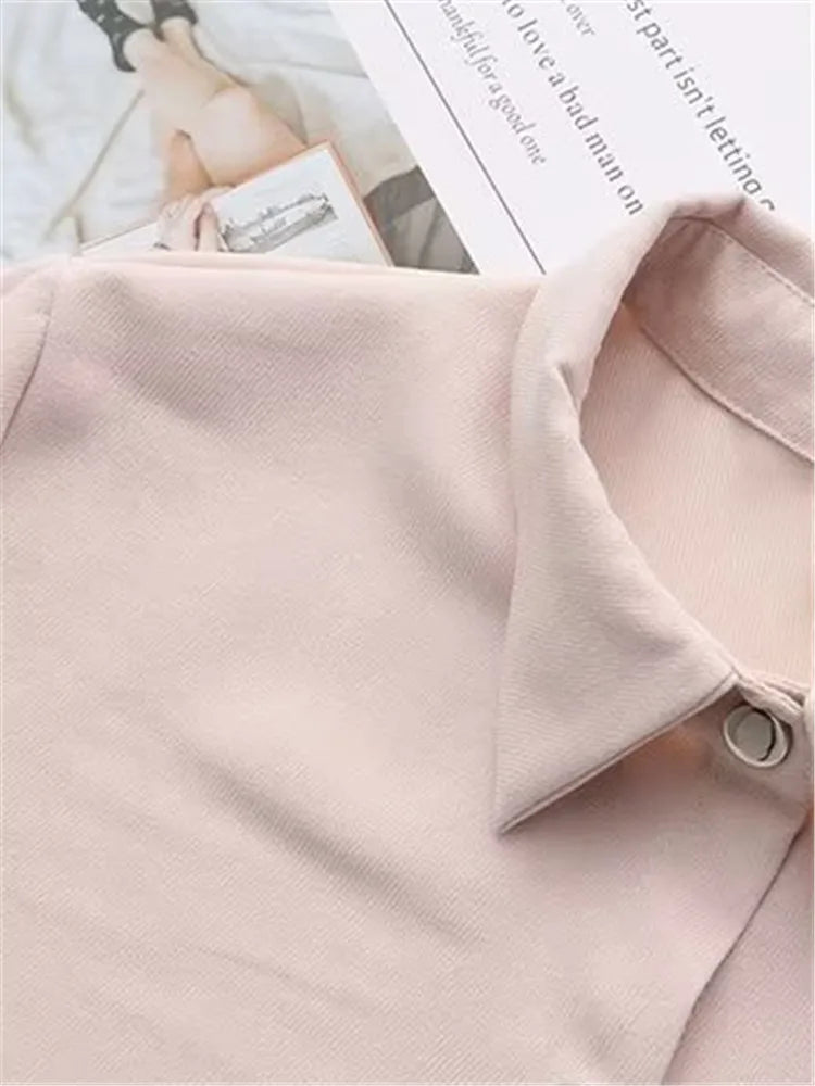 qgtao Plus Size Women's Clothing Long-Sleeved Shirt Button Version Spring And Autumn Solid Color Non-Stretch Cardigan Large Size Tops