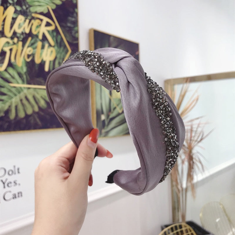 Solid Fabric Satin Hair Scarf Band Hairband for Women Girl Korea Headbands Fashion Accessorie