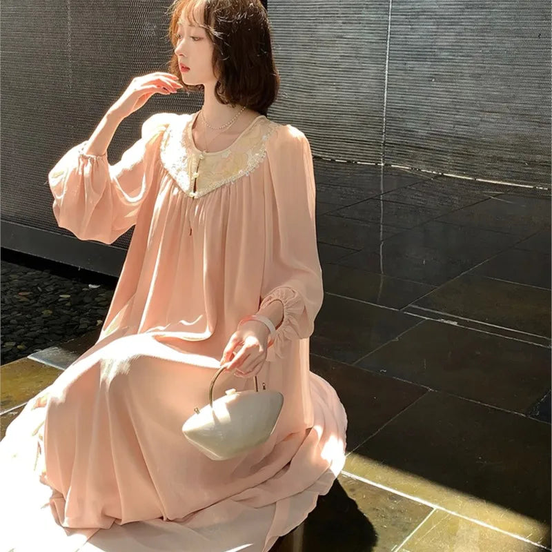qgtao Elegant Fairy Loose Midi Dresses for Women Lantern Sleeve New Chinese Style Autumn Party Dress Fashion Female One Piece Vestido