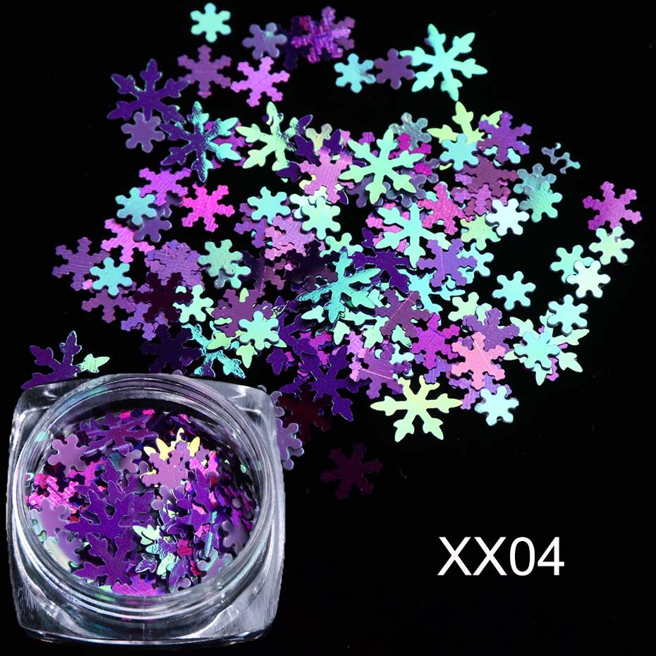 1 box White Snowflake 3D Nail Art Sequins Winter Christmas Snow Flakes Holographic Charms Polishing Gel Accessories SA1980