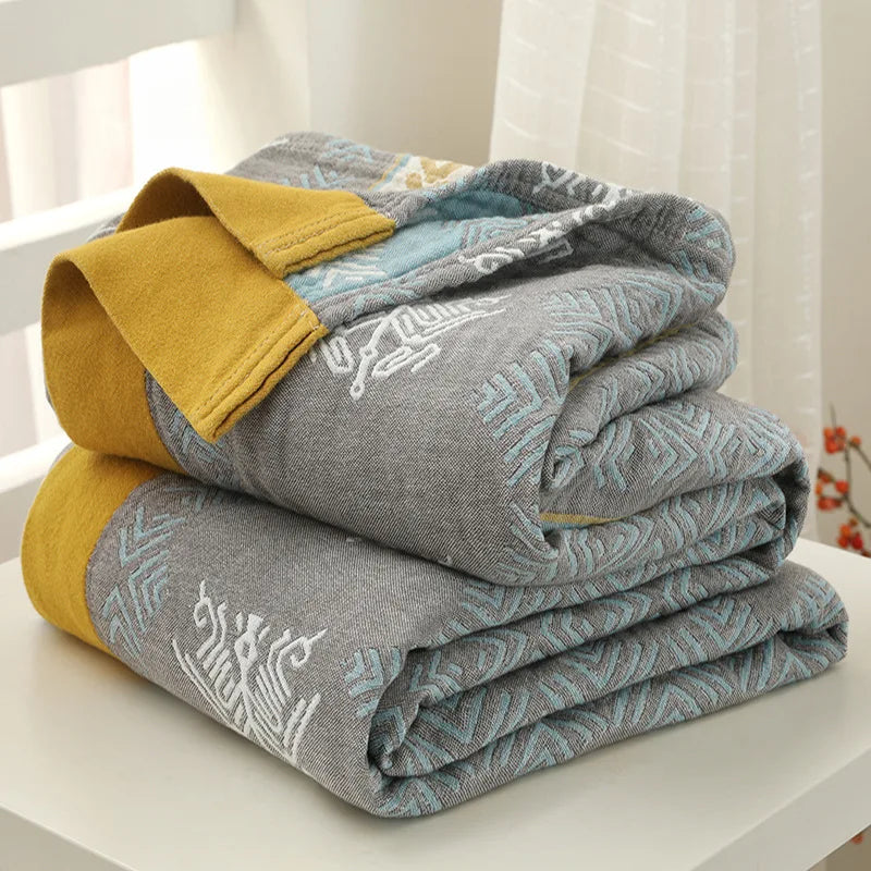 Yeknu Textile City 5 Layer Yarn Cotton Towel Thread Blanket Double Blanket Bedspr Gauze Cover Air Condition Quilt for Summer 200x230