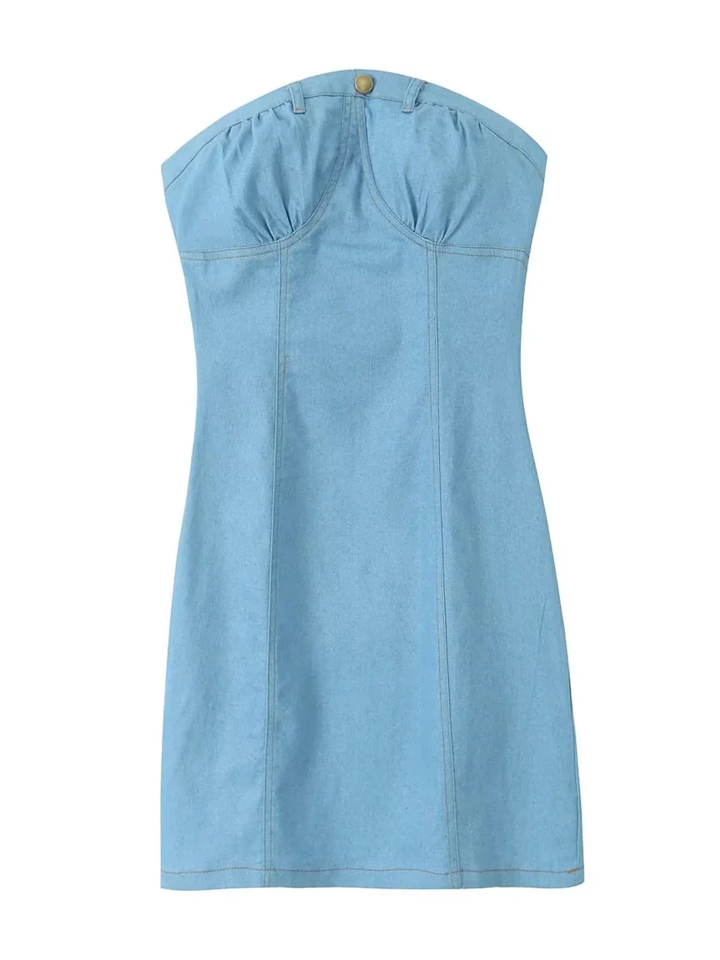 qgtao  Women's Fashion Sexy denim strapless Dress Women Summer vintage Mini dress female party short dress dress