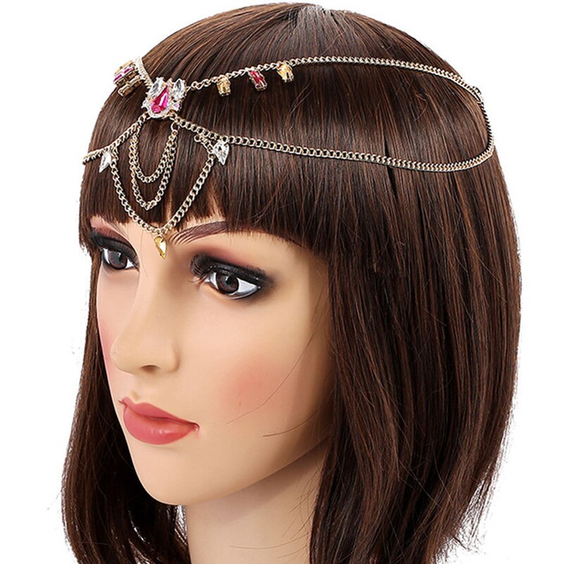 Bohemian Ethnic Forehead Head Chain Exotic Bride Party Wedding Accesories Headband Headpiece Afghan Indian Femme Hair Jewelry