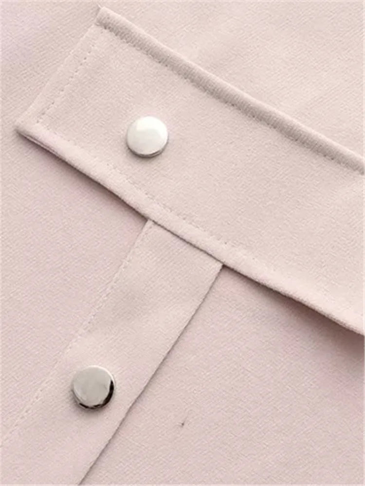 qgtao Plus Size Women's Clothing Long-Sleeved Shirt Button Version Spring And Autumn Solid Color Non-Stretch Cardigan Large Size Tops