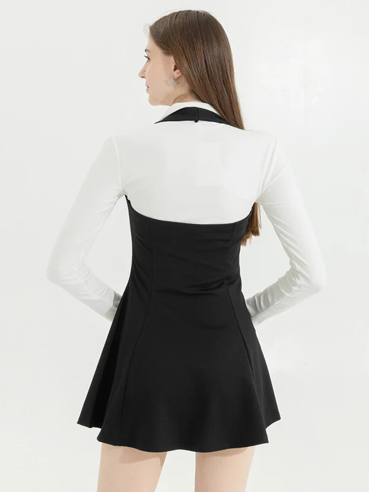 qgtao Korean Y2k Two Piece Sets Fall Outfits Office Women Skirt Sets Lapel Cardigan Crop Tops + Suspender Mini Skirt Elegante Clothes