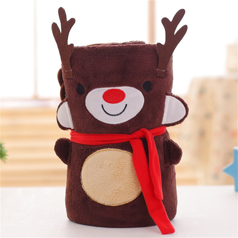 Cute Christmas Present Throw Blanket Lovely Santa Claus Flannel Fleece Sofa Blankets Portable Anti-Pilling Cartoon Shawl Blanket