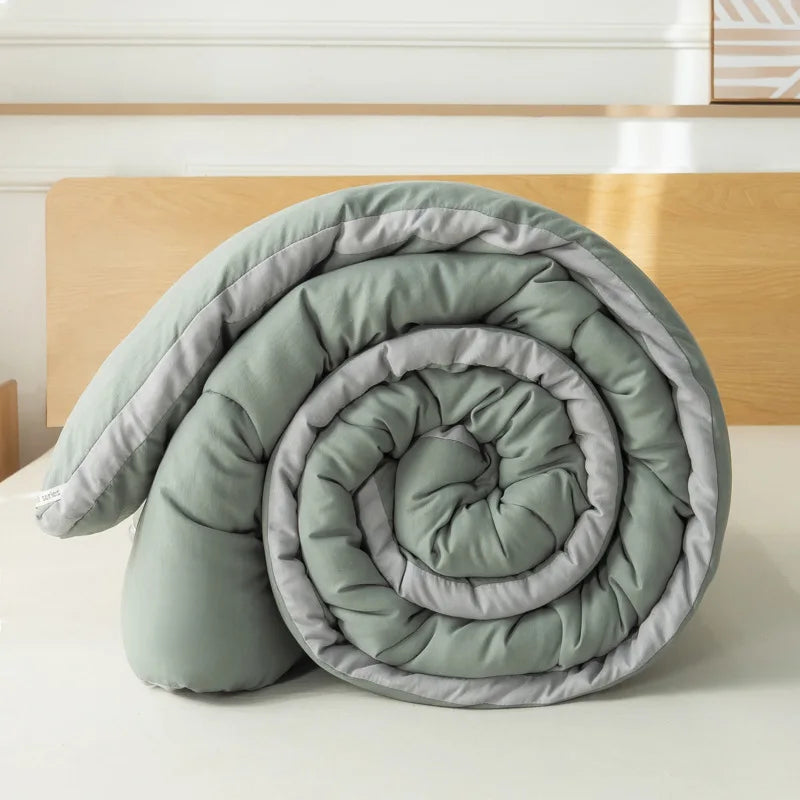 Yeknu Pure Color Simple Washed Cotton Quilt Winter Quilt Core Thickened Warm Quilt Single and Double Spring and Autumn Quilt