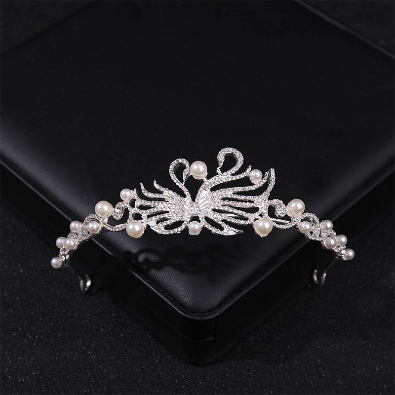 Simulated Pearls Crystal Wedding Tiaras And Crowns For Queen Princess Diadems Gold Silver Color Women Hair Jewelry Hot Sale