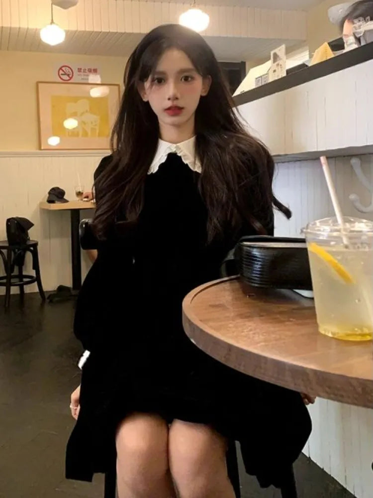 qgtao-Spring Vintage Elegant Dress Women Patchwork Y2k Retro Party Mini Dress Female Casual Korean Fashion Long Sleeve Slim Dress 2024