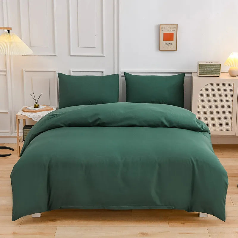 Yeknu - Solid Color Bedding Set Orange Grey Single Double Size Bed Linen Duvet Cover Pillowcase No Fillings Kids Adult Home Textile
