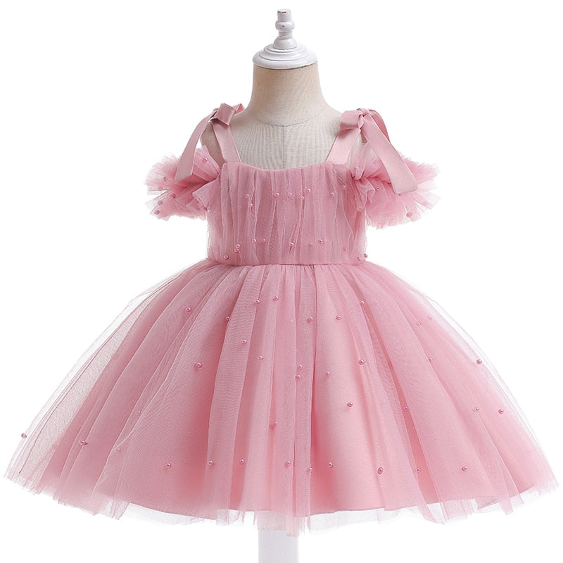 Summer Lace Princess Dresses For Kids 1-5 Year Birthday Dress Flowers Girls Dress Children's Birthday Party Costume Infant Dress