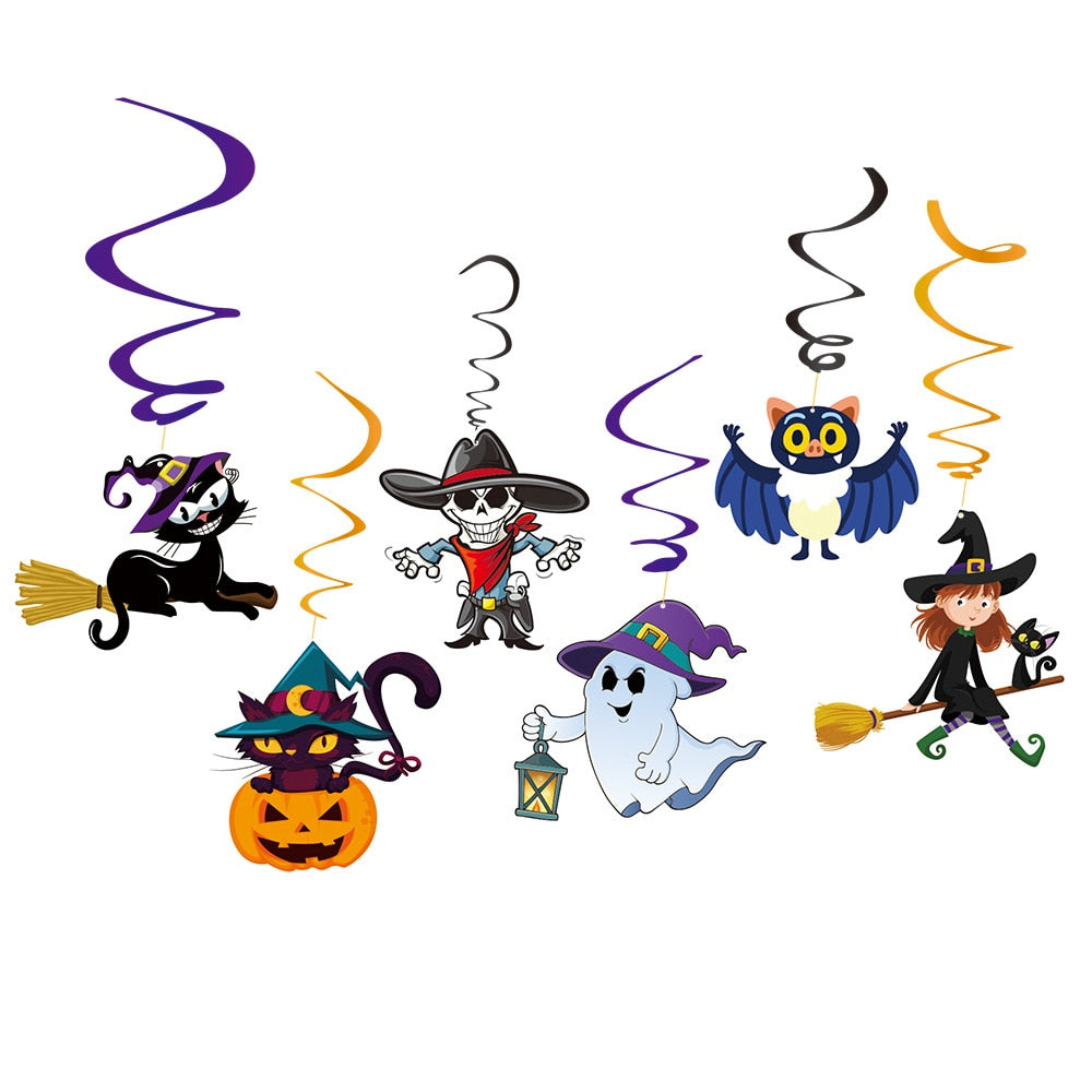 6pc Ceiling Hanging Swirl Halloween Party Hanging Decoration Home Horror House Festival Party Supplies DIY Event Party Ornaments