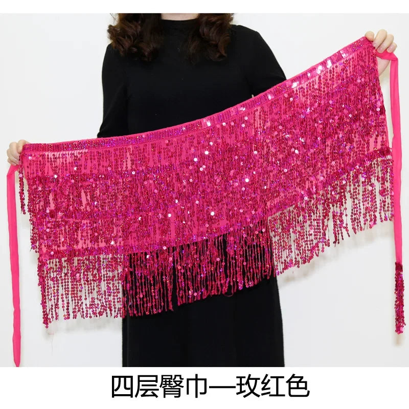 Sexy Sequins Tassel Dancewear Mini Skirt Women Clothes Jupe Femme Belly Dance Skirts Ladies Faldas Performance Stage Bottom Saia