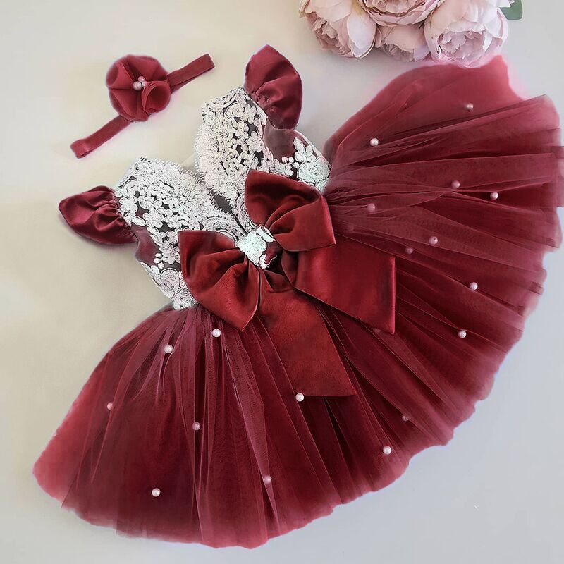 Kids Dresses for Girls Summer Infant Party Flower Girl Wedding Children Clothing Princess Tutu Dress Toddler Baby Xmas Lace Gown
