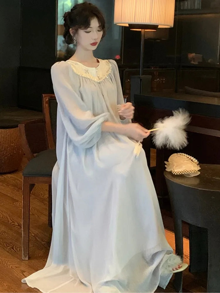 qgtao Elegant Fairy Loose Midi Dresses for Women Lantern Sleeve New Chinese Style Autumn Party Dress Fashion Female One Piece Vestido