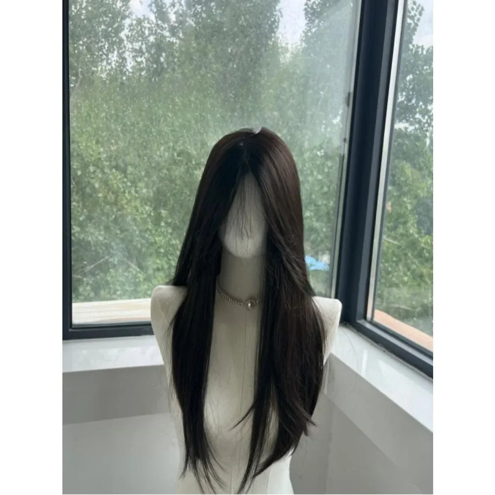 qgtao - Black Wig for Women Long Straight Black Hair Lolita Cosplay Wigs for Daily Use School Life Heat Resistant Synthetic Wigs