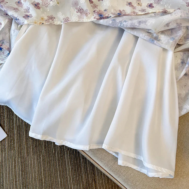 qgtao Plus-size women's Summer casual dress Halter Strap Layered hem Design Polyester knee-length party dress Comfortable floral dress