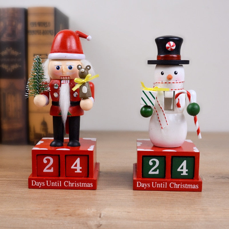 Wooden Snowman Santa Soldier Ornament 24 Days Christmas Countdown Advent Calendar Birthday New Year Desktop Decoration Xmas Gift