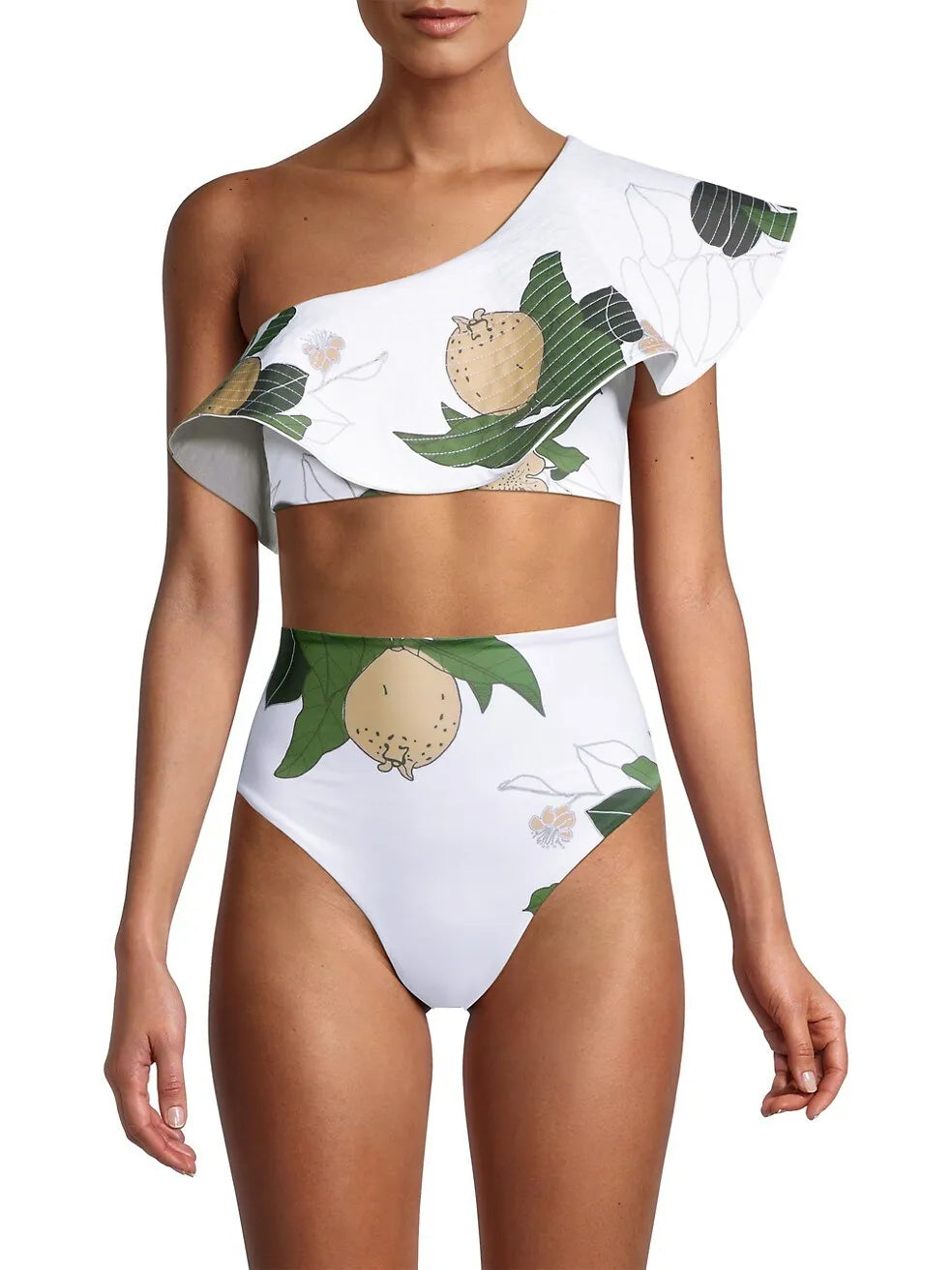 qgtao One-shoulder Ruffled Swimsuit Plus Size Tankini Women Swimming Suits Swimwear Patchwork 2022 Luxury Shorts Bourkini