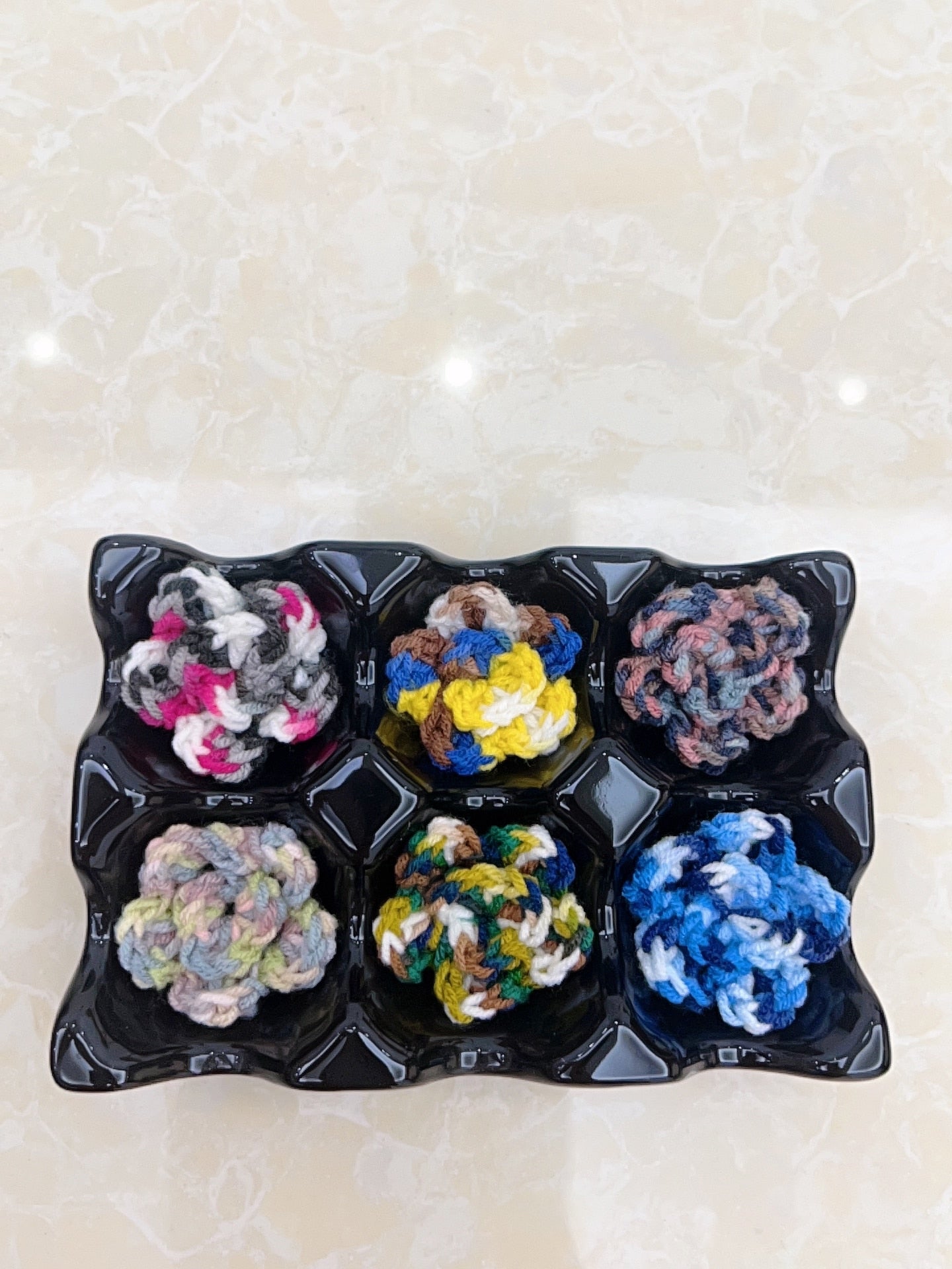 Handmade Knitted Halloween Decoration Flowers 6pc with Jewelry Dish DIY Flowers 4cm  Home Accessories Bedroom Living Room Decor