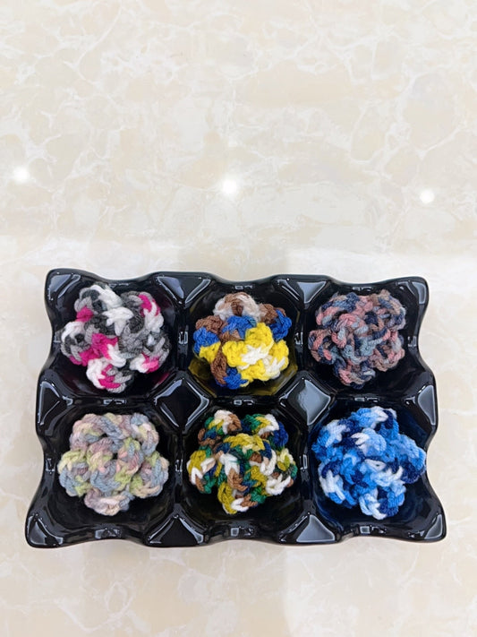 Handmade Knitted Halloween Decoration Flowers 6pc with Jewelry Dish DIY Flowers 4cm  Home Accessories Bedroom Living Room Decor