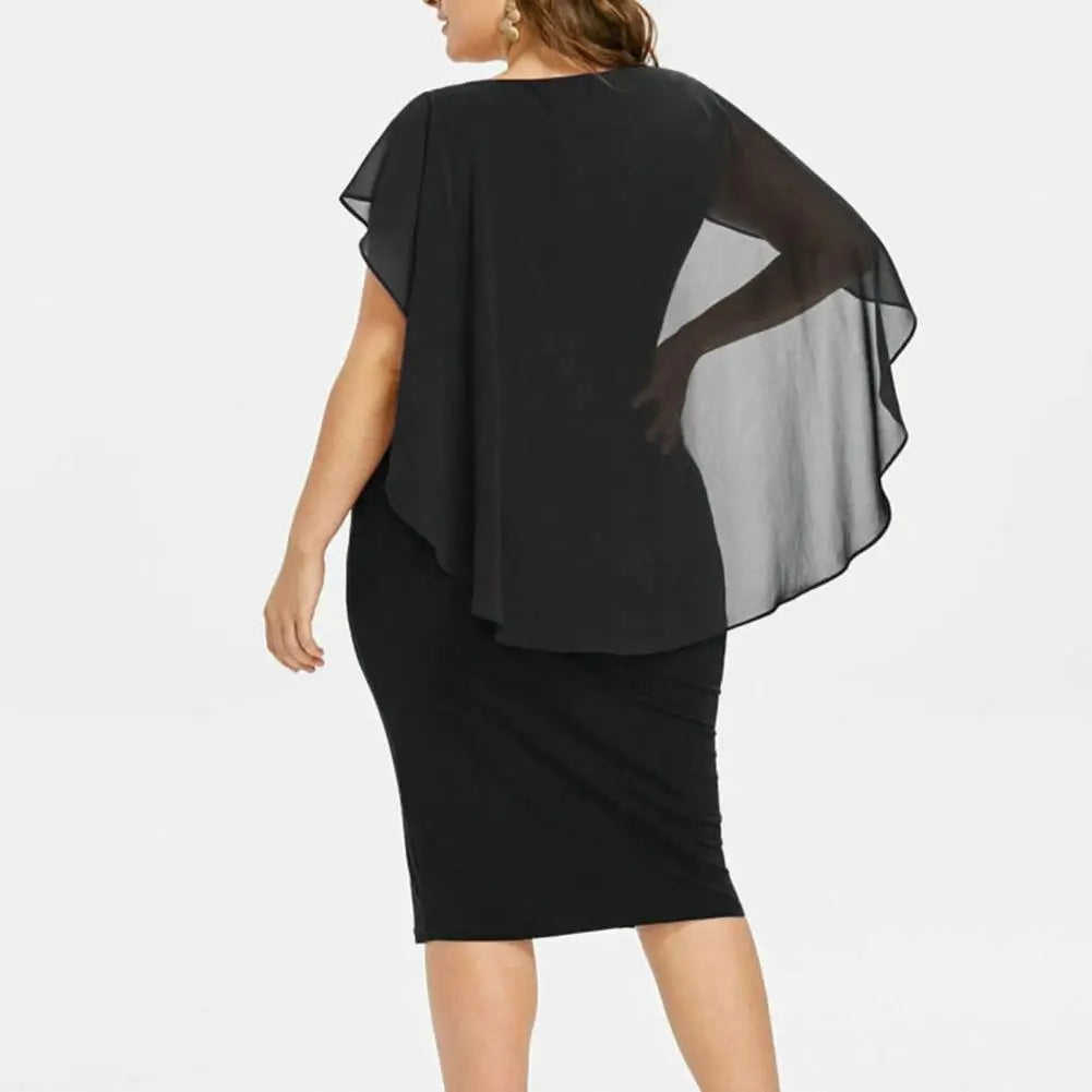 qgtao Plus Size Party Dresses for Women 2024 Autumn Winter Emnroidry Evening Midi Dress Fashion Flare Sleeve Elegant Dress 3XL 4XL5XL