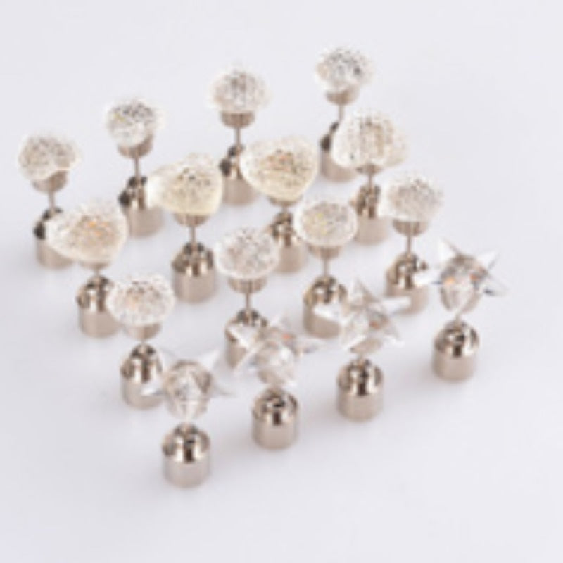1 Pair Light Up LED Bling Ear Stud Rings Korean of Flash Zircon Rings Accessories for Party Women Christmas Rings Glow Stick