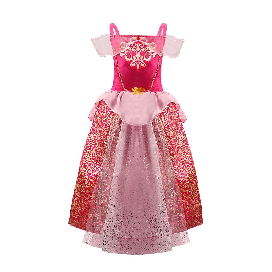 Kid Princess Dress Girl Summer Fancy Party Clothes Children Rapunzel Cinderella Belle Sleeping Beauty Christmas Carnival Costume