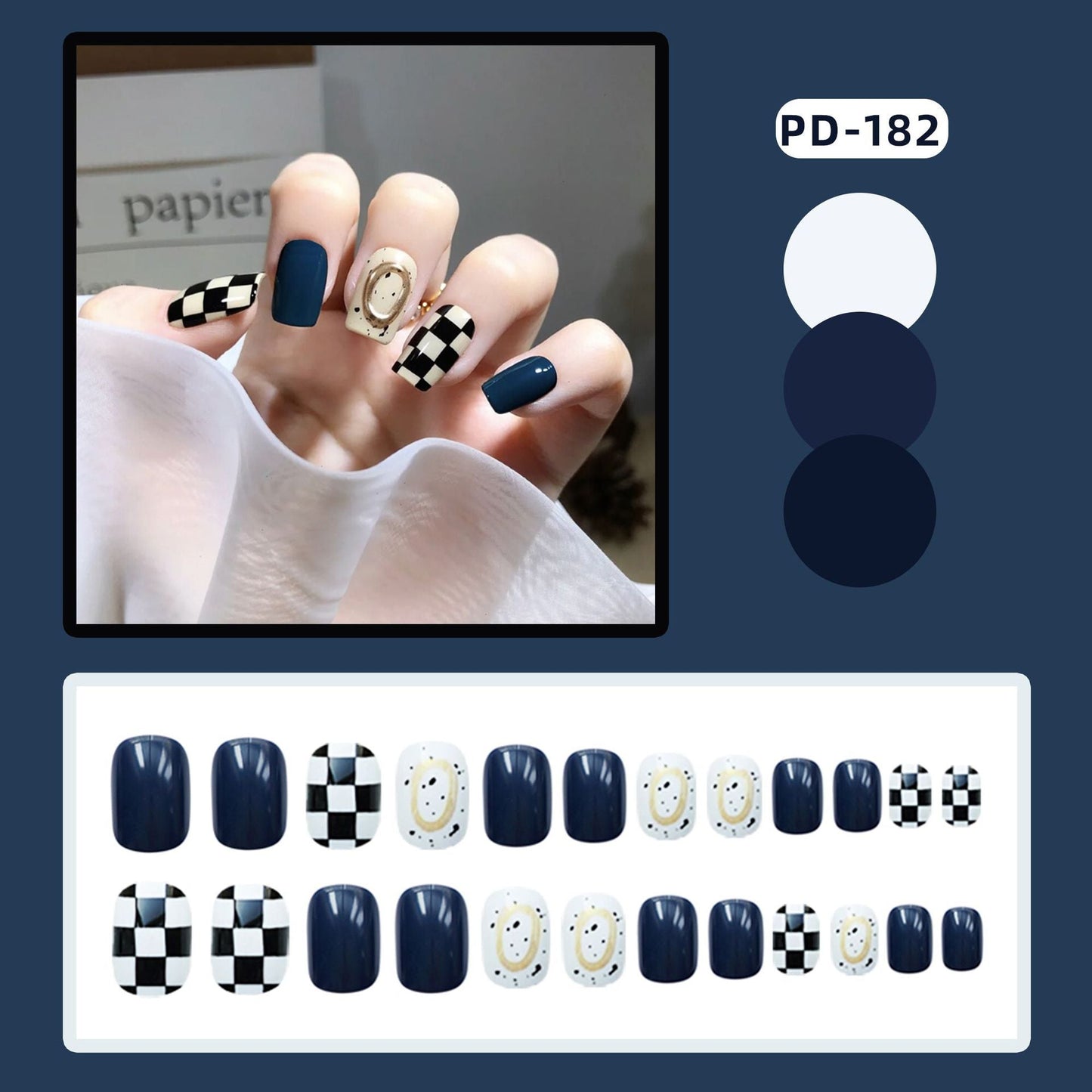 24pcs/box Christmas Fake Nails Style Art Nail Tips Press on False with Glue Designs Set Full Cover Artificial Short Fingernails