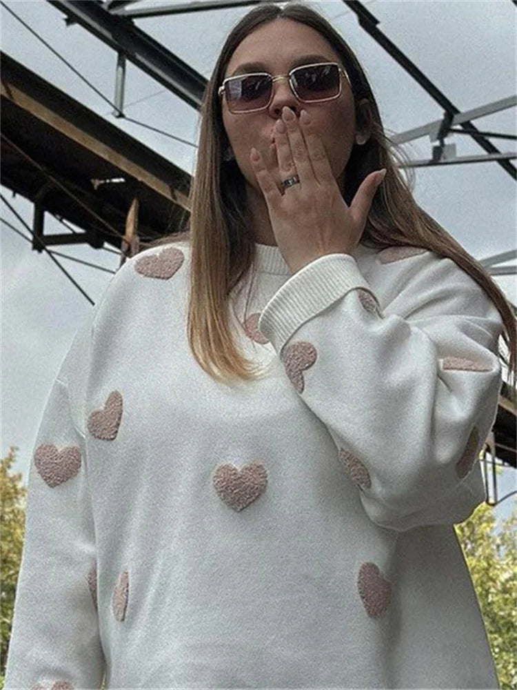 Tossy Casual Kawaii Loose Sweater Pullover For Women Fashion Long Sleeve High Street Printed Camisola Female Patchwork Sweater