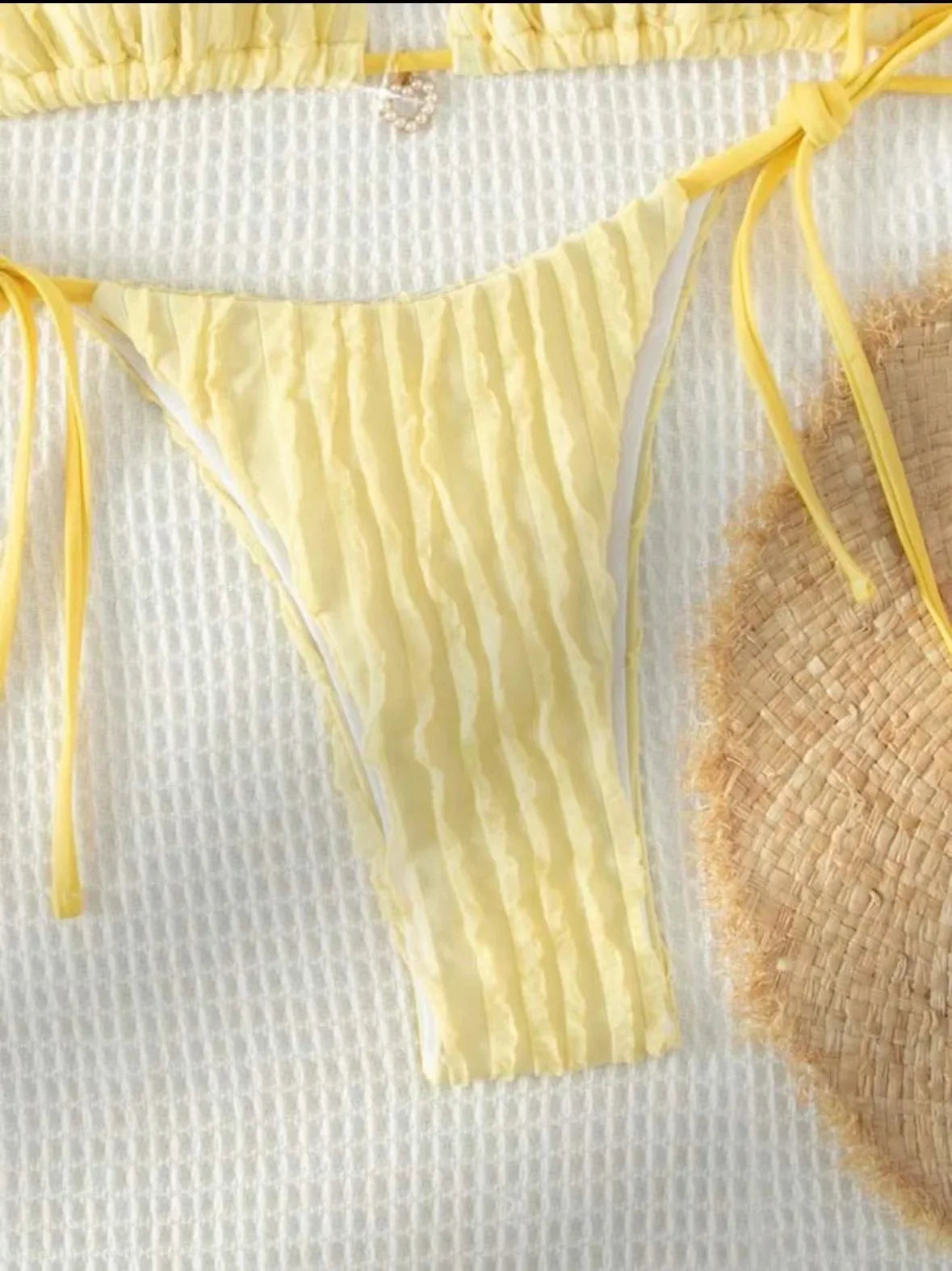 qgtao Women yellow micro mini string bikini sets two pieces tie halter thong swimsuit Swimwear bathing suit beach outfits biquini