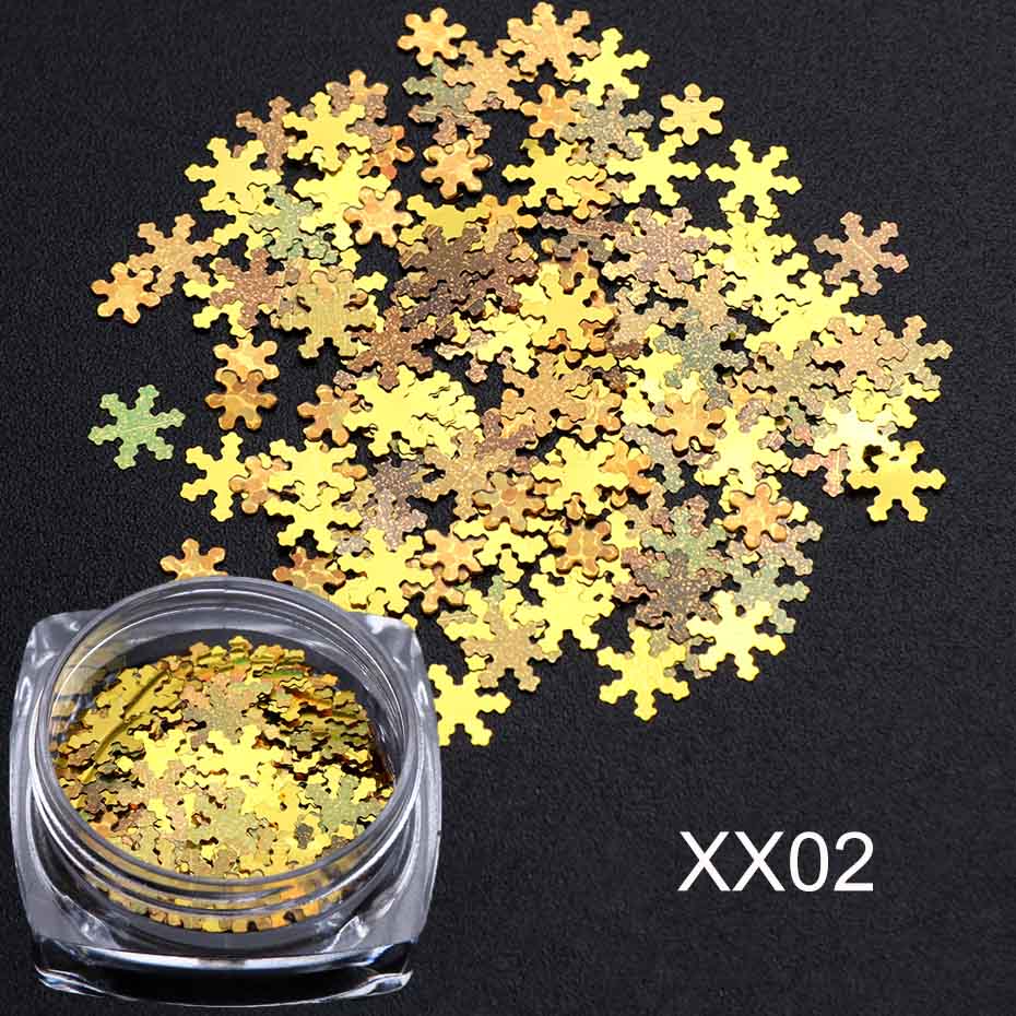 1 box White Snowflake 3D Nail Art Sequins Winter Christmas Snow Flakes Holographic Charms Polishing Gel Accessories SA1980