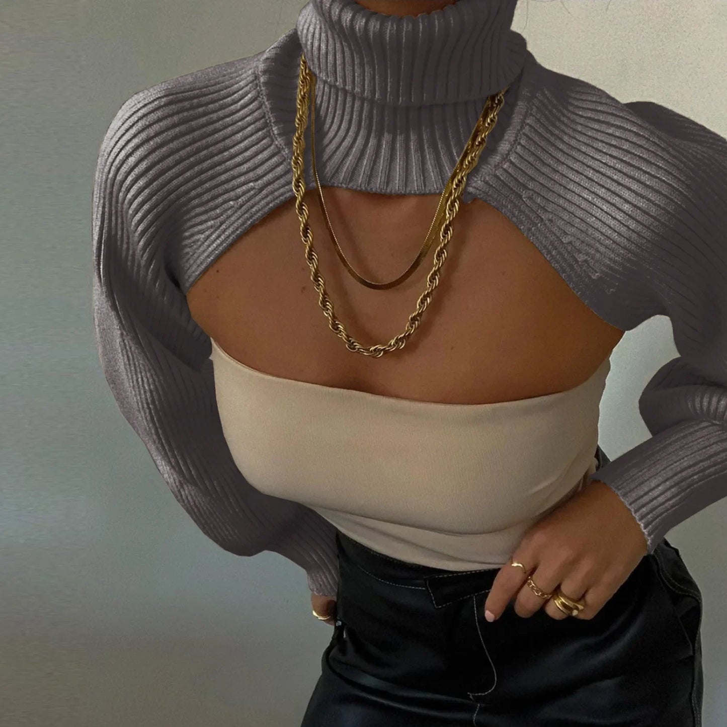 Women Ultra-short Sweater Coat 2022 Autumn Winter Long Sleeve Loose Knitted Crop Tops Solid Color Sexy Cardigan Sweaters Tops