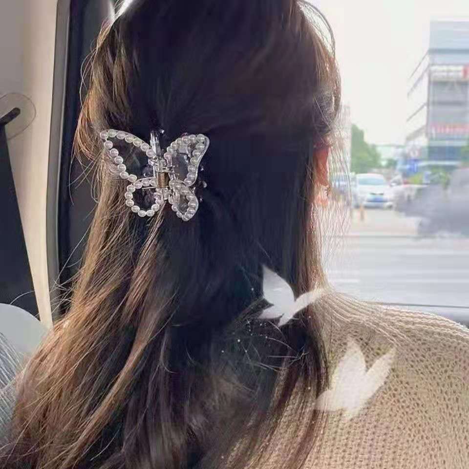 Trendy Transparent Pearl Butterfly Clamp Crab Hair Claws For Women Girls Acrylic Hairpin Hair Clip Barrettes Hair Accessories