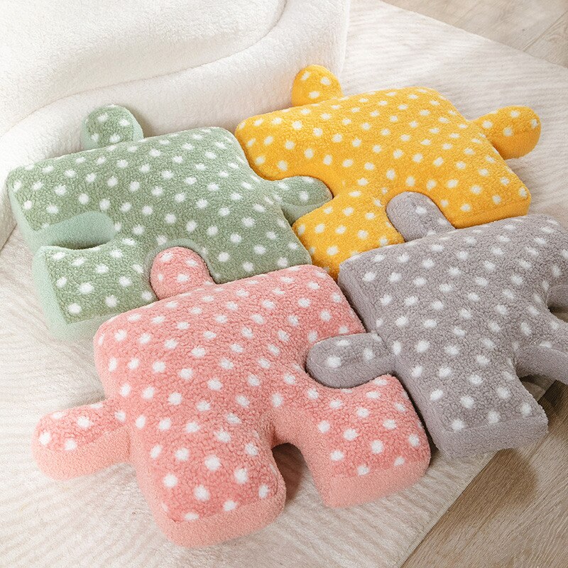 Blacket White Irregular Jigsaw Seat Cushion Chair Soft Back Cushion Home Decor Throw Pillow Comfortable Teddy Velvet Cushions