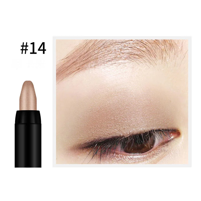 qgtao - Waterproof Pearlescent Eyeshadow Pencil Stick 16 Colors Lasting Glitter Shimmer Eye Shadow Pen Eyeliner Stick Eyes Makeup Tools
