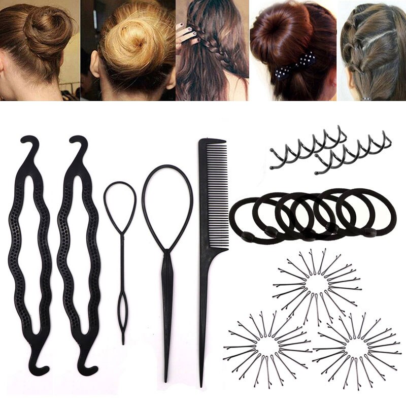 Women Girls Donut Hair Bun Maker Disk Curler Roller Braiding Tool DIY Hair Twist Clip Styling Tools Hairstyle Accessories