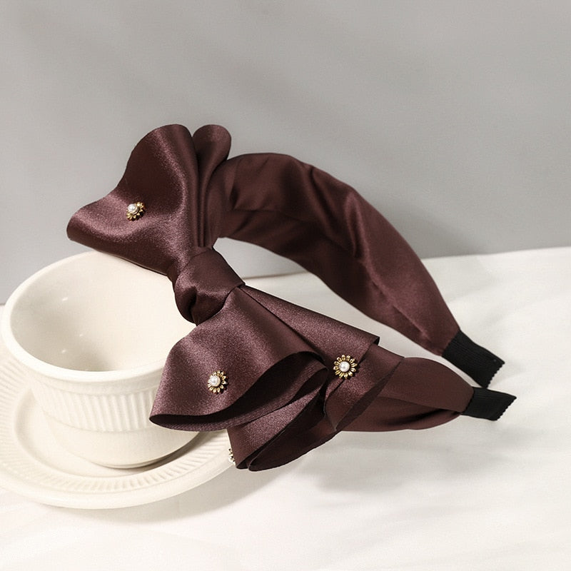 Solid Fabric Satin Hair Scarf Band Hairband for Women Girl Korea Headbands Fashion Accessorie